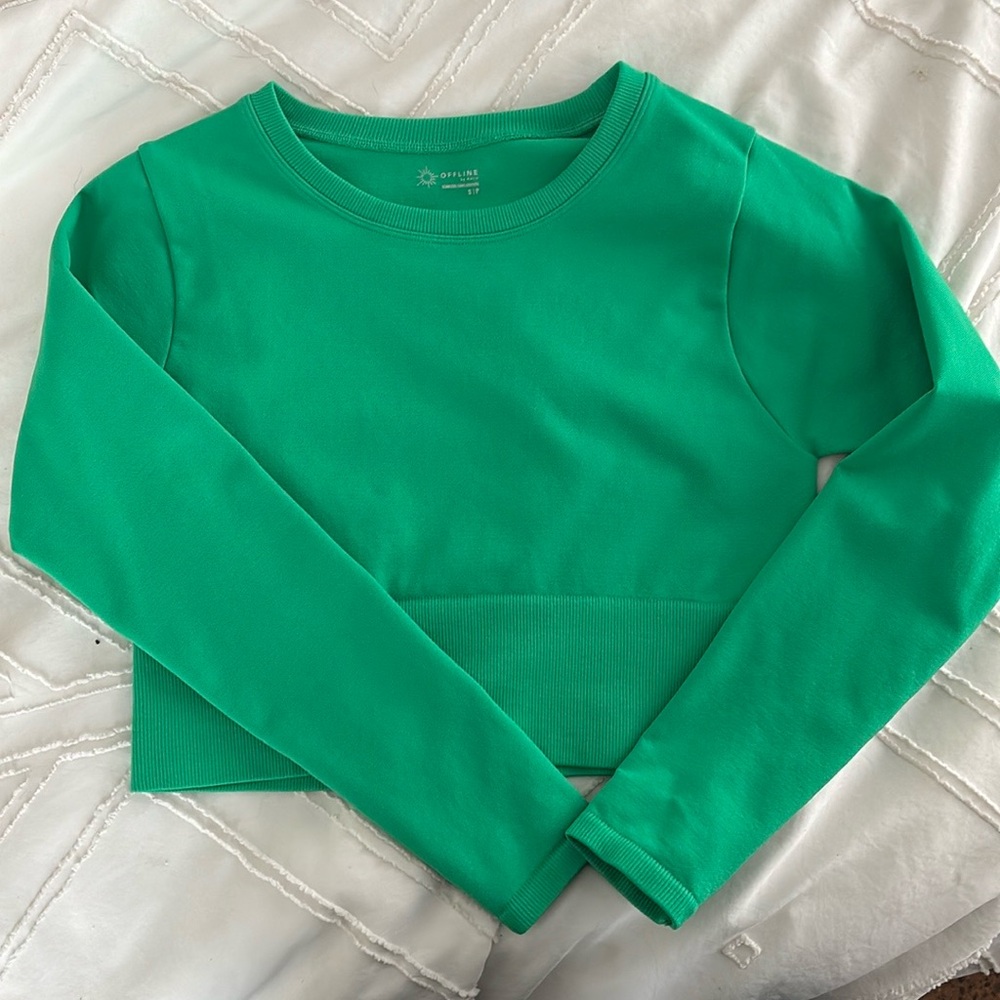 Aerie seamless cropped green top size s